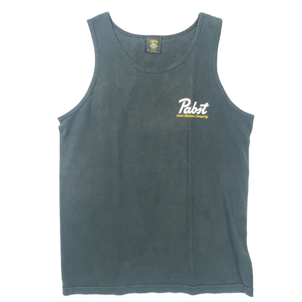 PABST LOSER MACHINE Black/Yellow Tank Top Men's Size S Pabst Blue Ribbon Beer